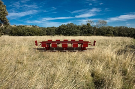 Meeting room in a country fieldの写真素材