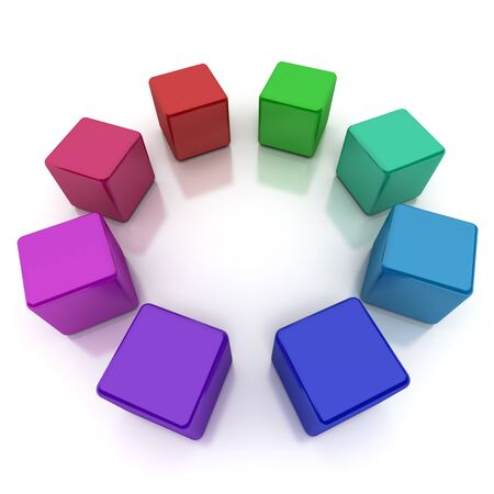 
3D rendering of a circle of colourful cubes
の写真素材
