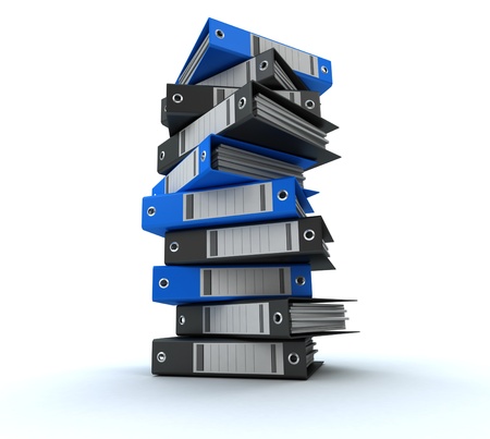 3D rendering of a pile of office ring bindersの写真素材