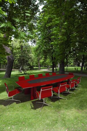 3D rendering of a meeting room in a parkの写真素材