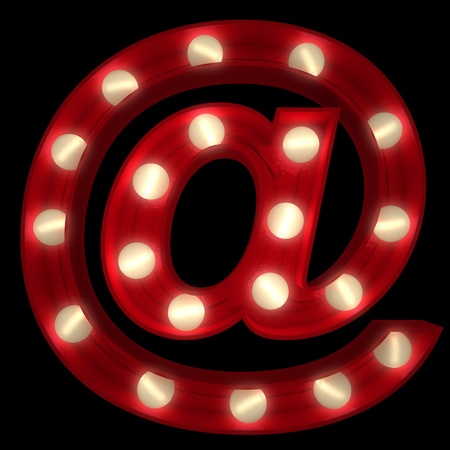 3D rendering of a glowing ideal for show business signs part of a complete alphabetの写真素材