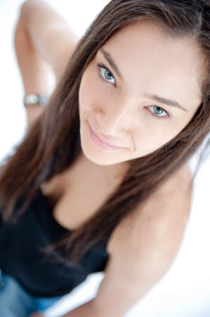 Close-up portrait of a young fresh beautyの写真素材