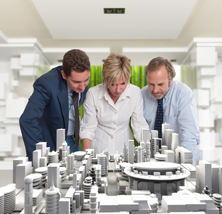 A business team inspecting an architecture projectの写真素材