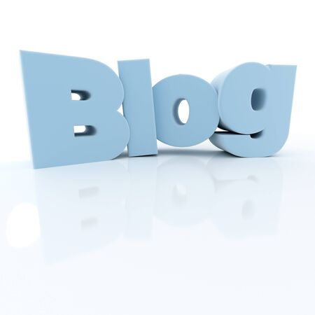 3D rendering of the word blog in blue lettersの写真素材