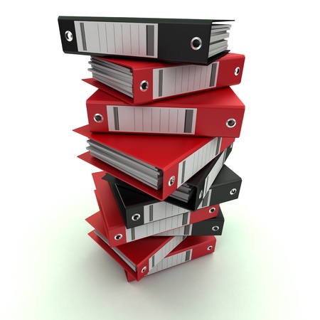 3D rendering of a pile of office ring bindersの写真素材