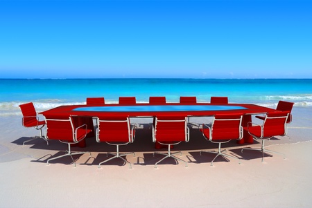 Meeting room by the water in a tropical beachの写真素材