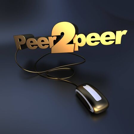 
3D illustration of the word peer2peer connected to a computer mouse in gold
の写真素材