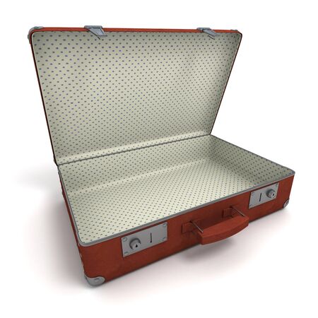 
3D rendering of a classical leather suitcase open with a dotted linning
の写真素材