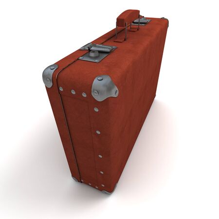 
3D rendering of a classical suitcase in dark brown leather, side view
の写真素材