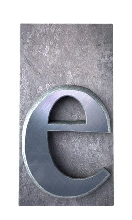 
3D rendering an e  letter in metallic typescript print (part of a matching alphabet)
の写真素材
