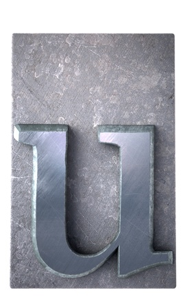 
3D rendering an u  letter in metallic typescript print (part of a matching alphabet)
の写真素材