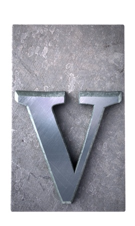 
3D rendering an v  letter in metallic typescript print (part of a matching alphabet)
の写真素材