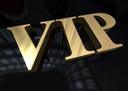 
3D rendering of the word Vip in gold on a black background
の写真素材