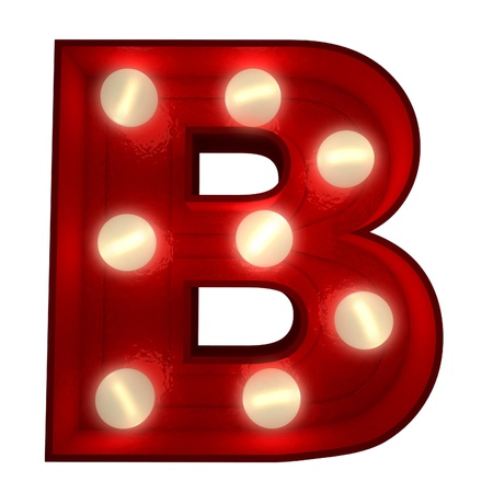 3D rendering of a glowing letter B ideal for show business signsの写真素材