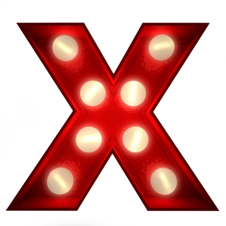 
3D rendering of a glowing letter X ideal for show business signs
の写真素材