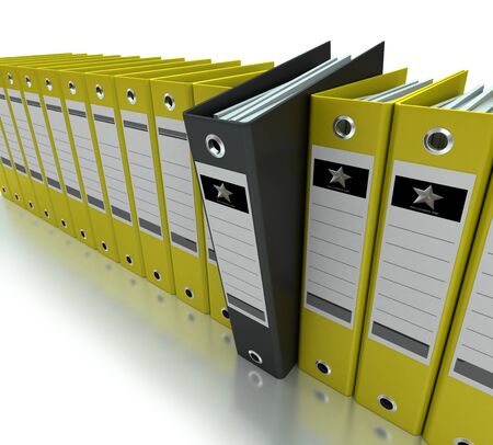 Yellow and black ring bindersの写真素材