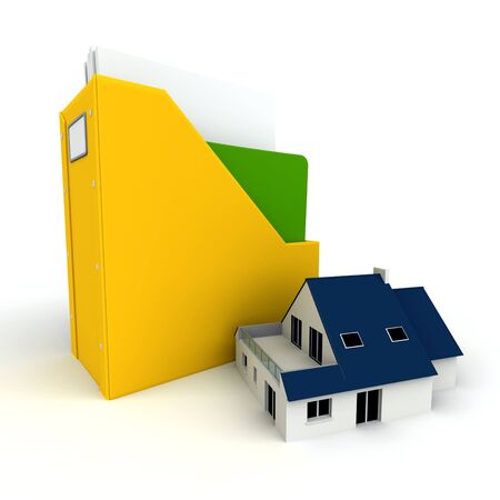 
3D rendering of a folder with documents and a house
の写真素材