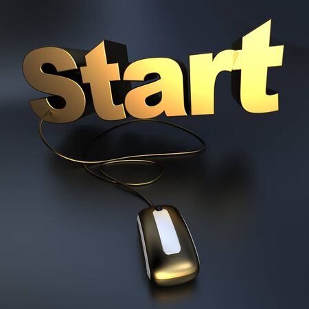

3D rendering of the word start in gold connected to a computer mouse

の写真素材