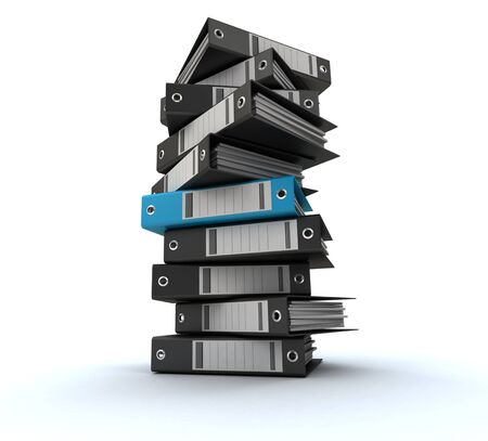 3D rendering of a pile of office ring bindersの写真素材