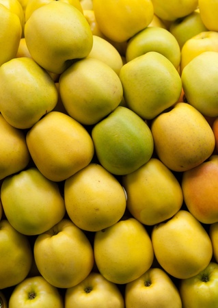 Golden apple section in the grocery shopの写真素材