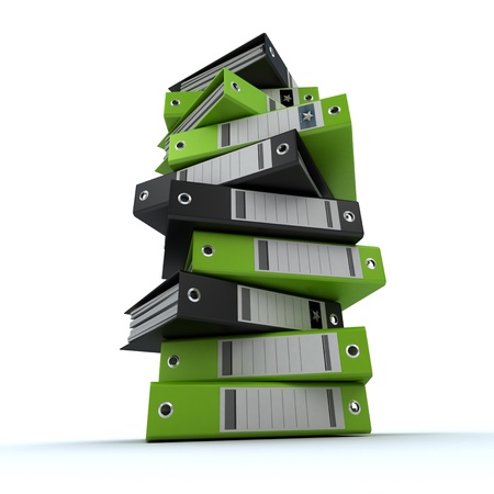 3D rendering of a pile of office ring bindersの写真素材