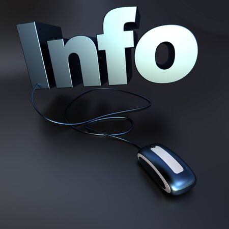 
3D rendering of the word info in silver connected to a computer mouse
の写真素材