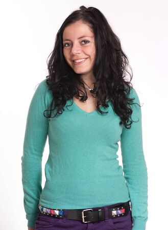 
Portrait of a young cute smiling brunette isolated on white
の写真素材
