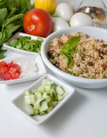 Refreshing tabouleh saladの写真素材