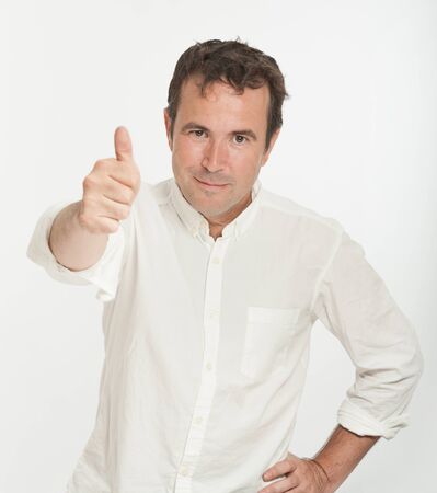 Happy man with thumb up gestureの写真素材