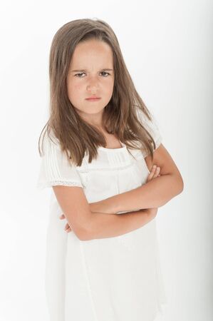 Little girl with angry expressionの写真素材
