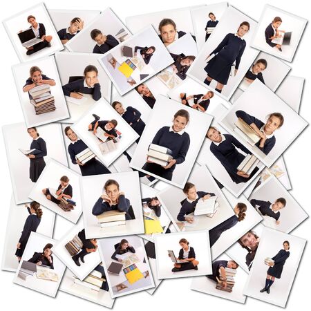 Collection of pictures of a young schoolgirlの写真素材