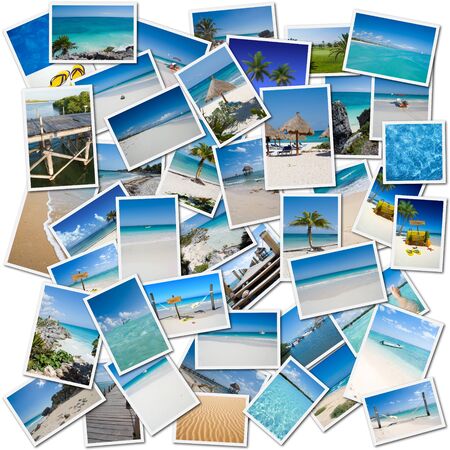 Collage of pictures evoking a trip to the Caribbeanの写真素材