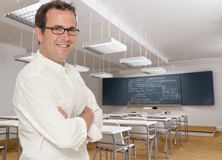 Smiling teacher in maths classの写真素材