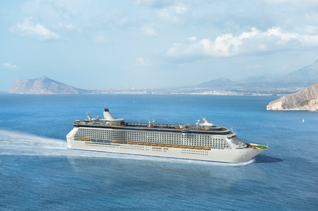 Cruise ship sailing on the Mediterraneanの写真素材