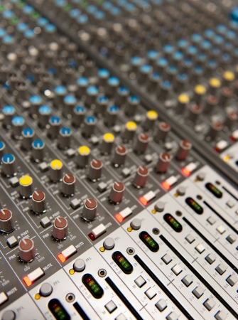 Audio mixing board shotの写真素材