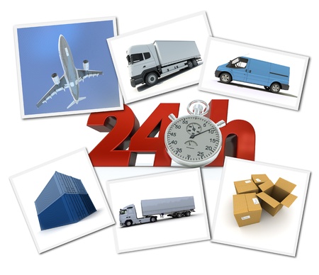 Collage of images related to urgent freight transportationの写真素材