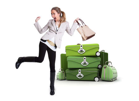 
Young woman celebrating her vacation departure
の写真素材