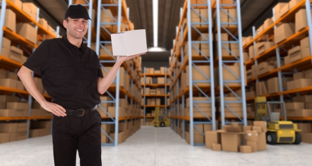 Messeger in a distribution warehouseの写真素材