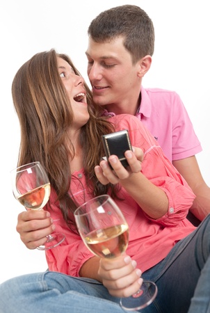 Engagement scene with young coupleの写真素材