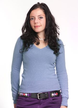 
Portrait of a young cute smiling brunette isolated on white
の写真素材
