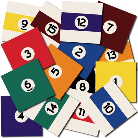 Collection of billiard-like numbers in different coloursの写真素材