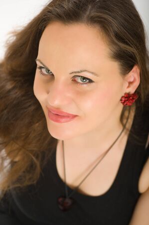 
Green eyed woman with long hair, aerial portrait
の写真素材