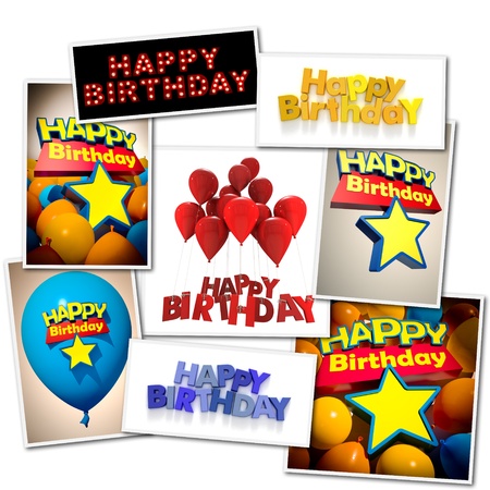 Collage made of different images with the message Happy Birthdayの写真素材