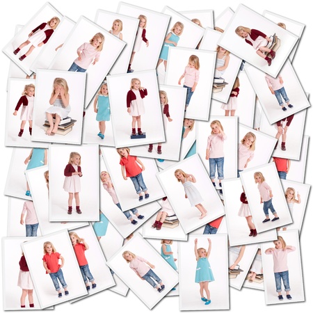 Collection of pictures of a little girls in different moments の写真素材