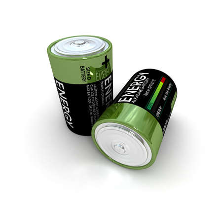 3D rendering of a group of alkaline batteryの写真素材