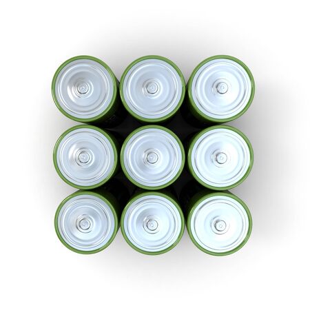 3D rendering of a group of alkaline batteryの写真素材