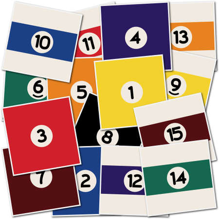 Collection of billiard-like numbers in different coloursの写真素材