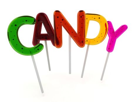 Colorful lollypops forming the word candyの写真素材