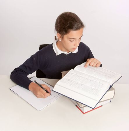 
Schoolgirl consulting a dictionary while writing an essay
の写真素材