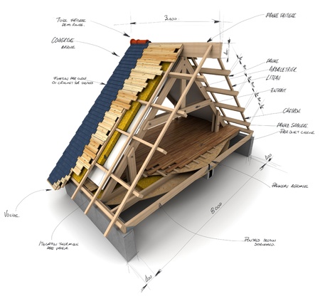 House roofing technical detailsの写真素材